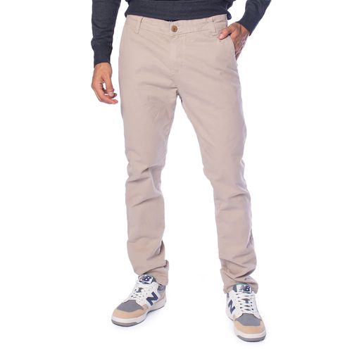 Calça Jeans Masculina HMO Sarja Ajustada Cintura Média Bege