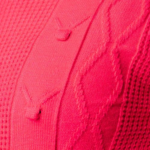 Blusa Cropped Feminino Oliveira Malhas Tricot Relevo Rosa