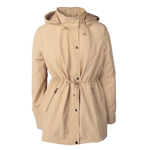 Jaqueta Parka Feminina Facinelli com capuz removível Bege