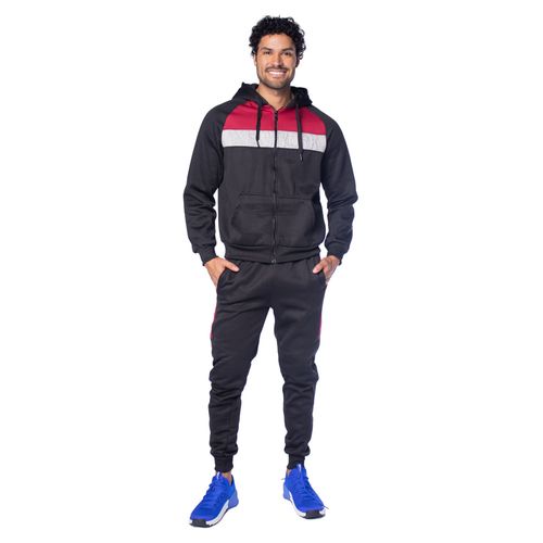Conjunto Masculino Sea Surf Malha Capuz Preto/Vermelho/Cinza