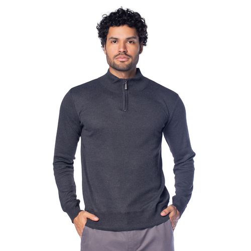 Suéter Masculino Sea Surf Tricot Gola Alta Zíper Chumbo