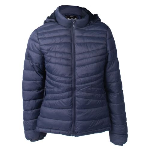 Jaqueta Puffer Feminina Eagle Rose Capuz Removível Azul
