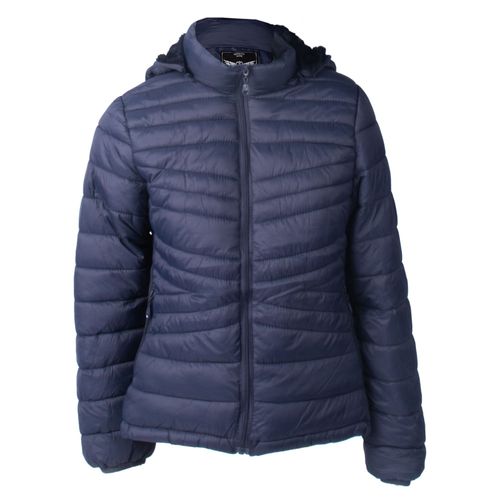 Jaqueta Puffer Feminina Eagle Rose Capuz Removível Azul