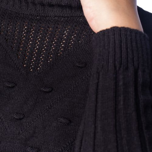 Blusa Feminina Oliveira Malhas Cropped Tricot Preto