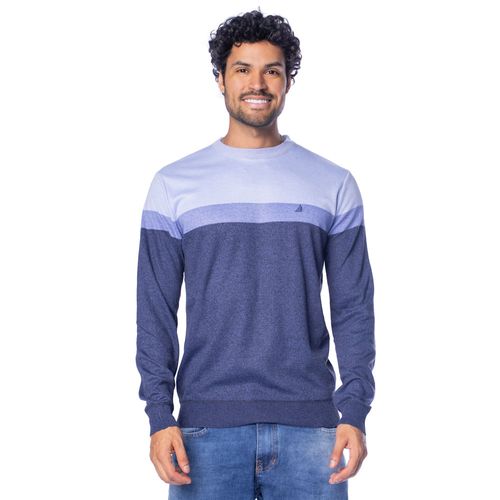 Suéter Masculino John Sailor Degradê Gola Careca Azul
