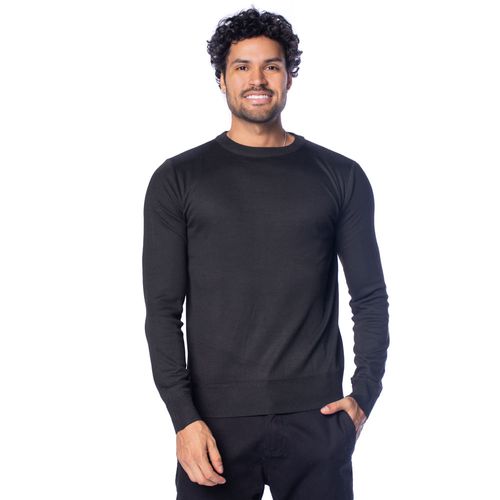 Suéter Masculino Sea Surf Liso Gola Careca Preto
