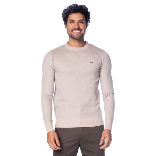 Suéter Masculino Dixie Texturizado Gola Careca Bege