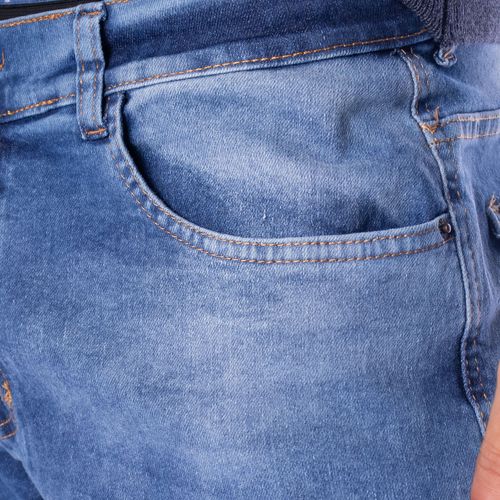 Calça Jeans Masculina Gangster Reta Cintura Média Azul