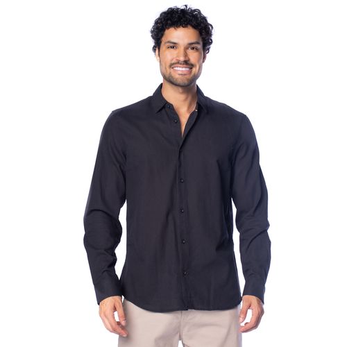 Camisa Masculina Dixie Manga Longa Preto