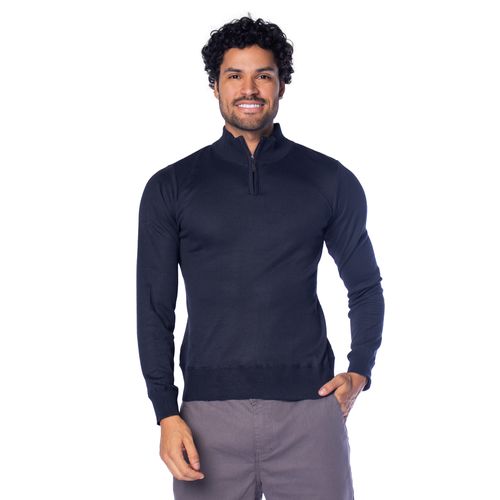 Suéter Masculino Sea Surf Tricot Gola Alta Zíper Marinho