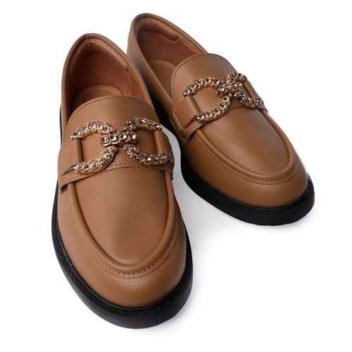 Mocassim Feminino Vizzano Napa Floather Pedrarias Caramelo