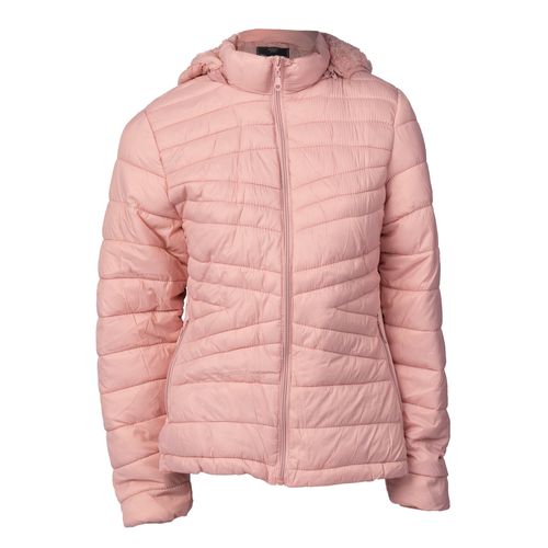 Jaqueta Puffer Feminina Eagle Rose Capuz Removível Rosa
