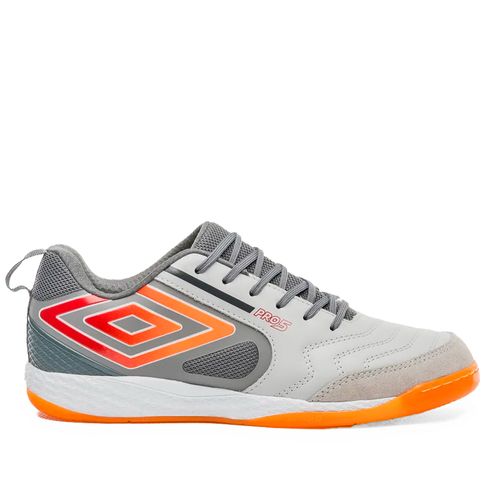 Chuteira Futsal Umbro Pro 5 Bump Club Cinza/Laranja