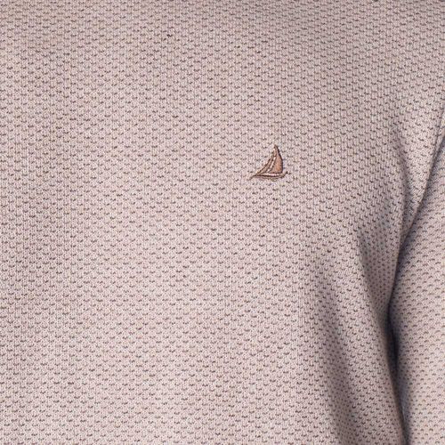 Suéter Masculino John Sailor Texturizado Gola Careca Bege