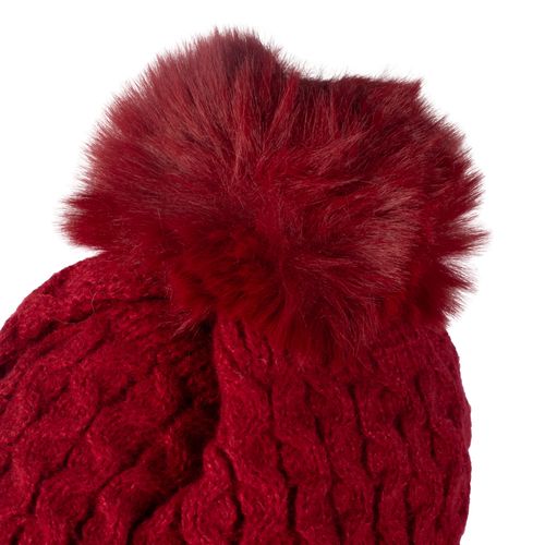 Touca Feminina Tricot Center Pompom Peluciado Vermelho