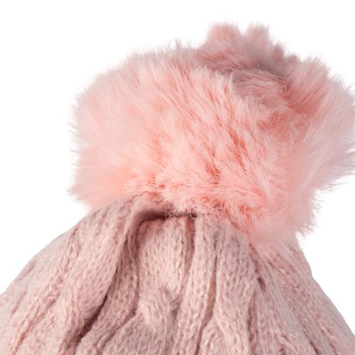 Touca Feminina Tricot Center Pompom Peluciado Rose