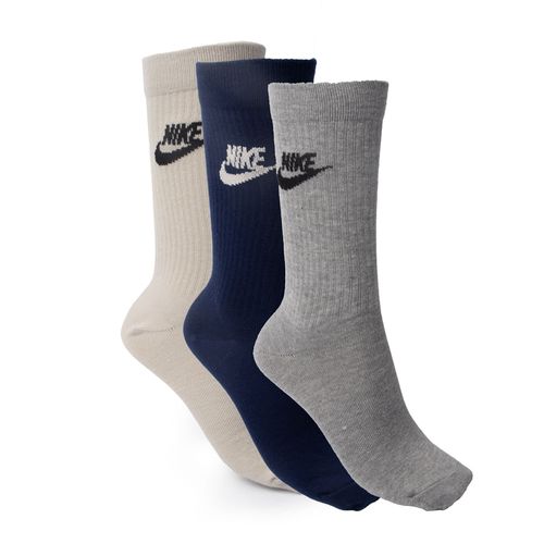 Meia Unissex Nike Kit 3 Pares Crew Dri-Fit Cinza/Gelo