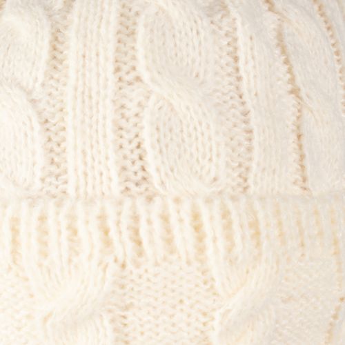 Touca Feminina Tricot Center Pompom Peluciado Creme