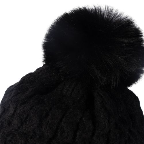 Touca Feminina Tricot Center Pompom Peluciado Preto