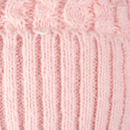 Touca Feminina Tricot Center Pompom Peluciado Rosa Claro