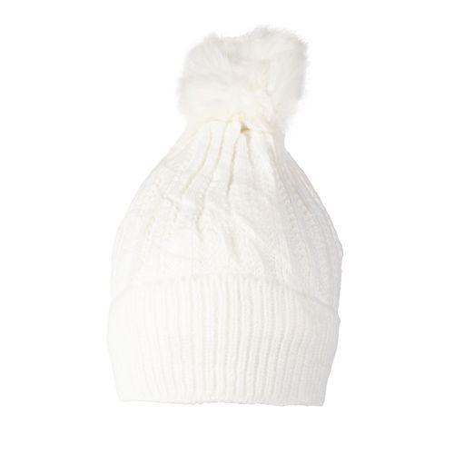 Touca Feminina Tricot Center Pompom Peluciado Branco