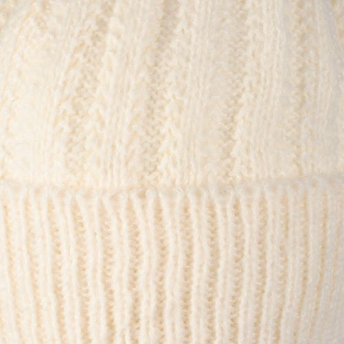 Touca Feminina Tricot Center Pompom Peluciado Creme
