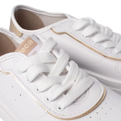 Tênis Feminino Moleca Napa Casual Branco/Dourado