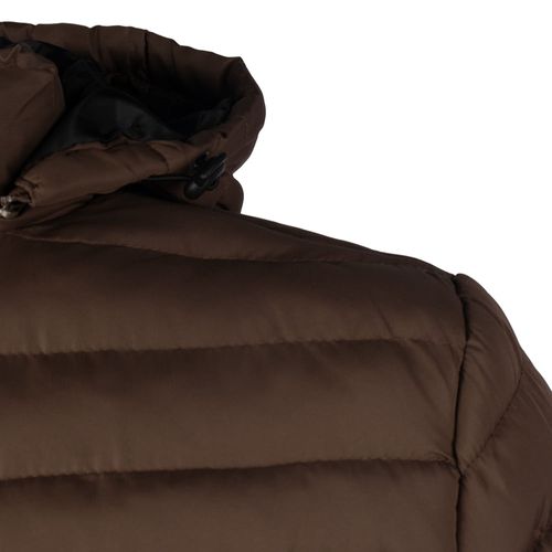 Jaqueta Masculina Gangster Puffer Capuz Removível Marrom
