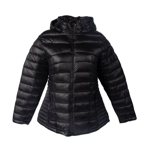 Jaqueta Feminina Sea Surf Puffer com Capuz Plus Size Preto