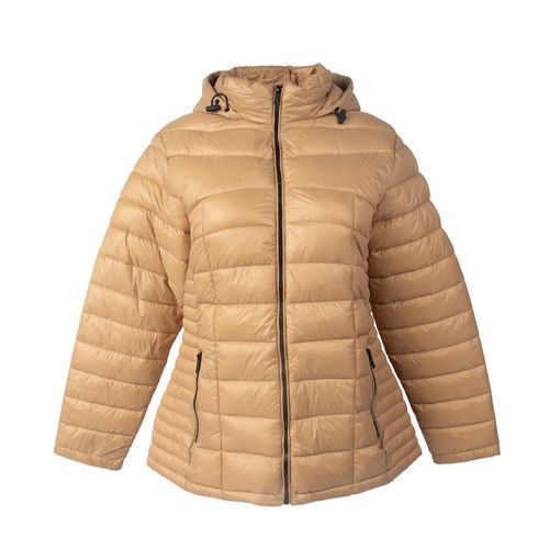 Jaqueta Feminina Sea Surf Puffer com Capuz Plus Size Bege