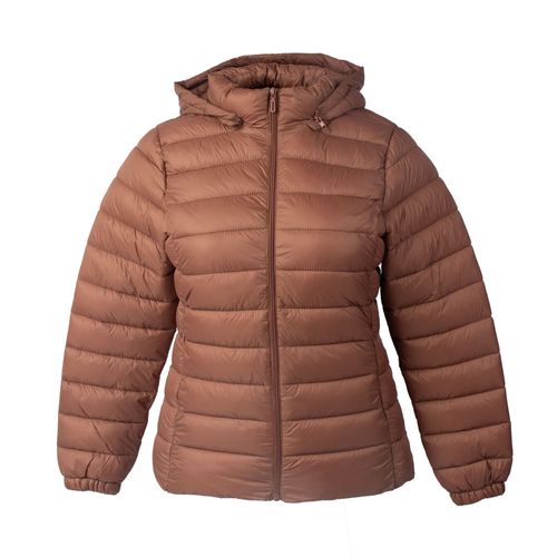 Jaqueta Feminina Blue Rose Puffer com Capuz Marrom