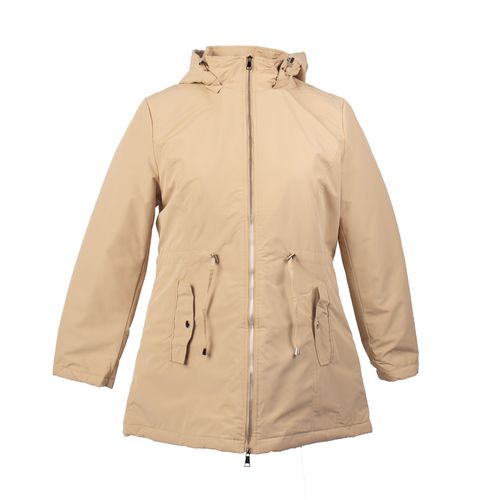 Jaqueta Parka Feminina Citty Lady Bege Médio Plus Size
