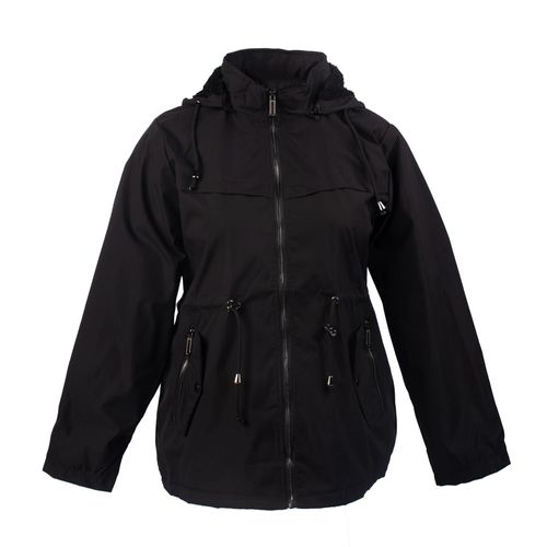 Jaqueta Feminina City Lady Parka Plus Size com Capuz Preto