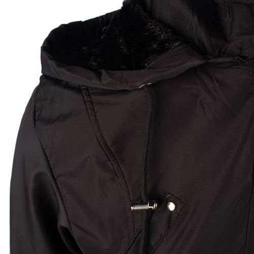 Jaqueta Feminina Sea Surf Parka Plus Size com Capuz Preto
