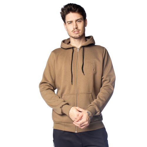 Casaco Masculino Gangster Capuz Logo Caqui