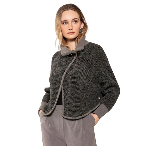 Capa Feminina Biamar Tricot Cinza/Preto