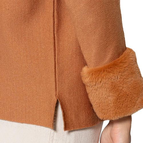 Blusa Feminina Biamar Malha Pelo Punhos Caramelo