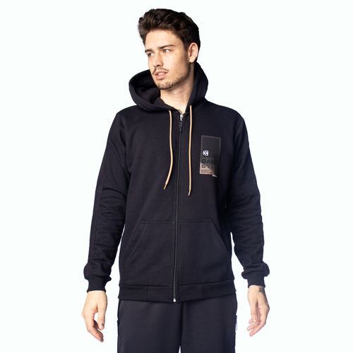 Casaco Masculino Gangster Capuz Detalhe Geométrico Preto