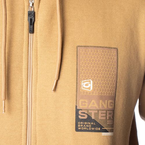 Casaco Masculino Gangster Capuz Detalhe Geométrico Caramelo