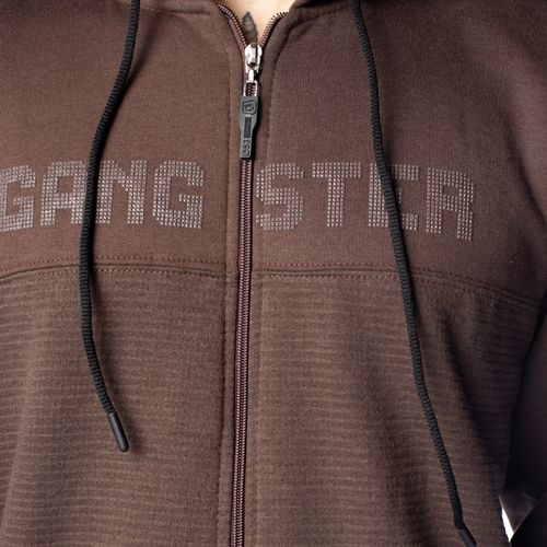 Casaco Masculino Gangster Capuz Estampa Marrom Escuro