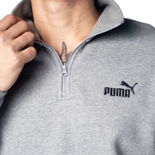 Moletom Masculino Puma Half-Zip Logo Gola Alta Cinza