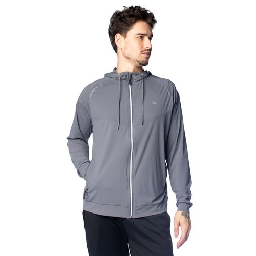 Corta Vento Masculina Ninety Eight Microfuros Zíper Cinza