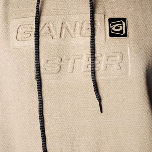 Moletom Masculino Gangster Capuz Estampa Relevo Caqui