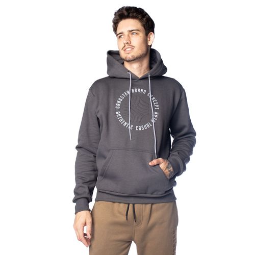 Moletom Masculino Gangster Capuz Geométrica Cinza Escuro