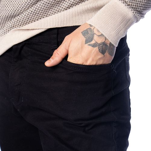 Calça Sarja Masculina Gangster Slim Cintura Média Preto