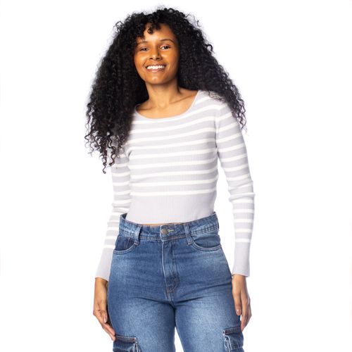Blusa Feminina Blue Rose Cropped Branco/Lilás