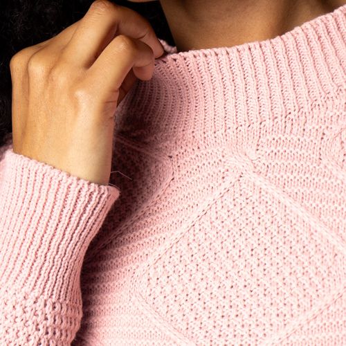 Blusa Feminina Oliveira Malhas Tricot Rosa