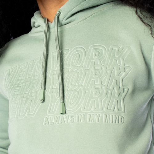Moletom Feminino Sea Surf Capuz Estampa Relevo Verde Claro
