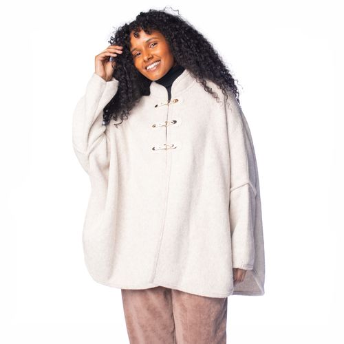 Capa Feminina Biamar Tricot Oversized Bege Claro