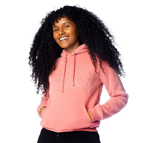 Moletom Feminino Sea Surf Capuz Estampa Relevo Coral